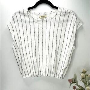 Madewell Boxy Cap Sleeve Gauze Striped Top White/Black Women XS NWT